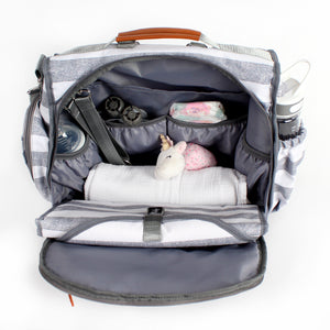 Blissly Convertible Diaper Bag - Gray Stripes